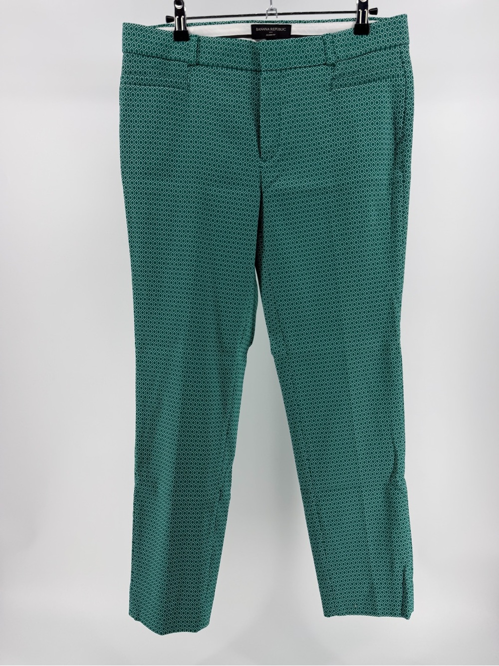 Banana Republic Sloan Fit Green White Print Ankle Trouser Pants, Women's 6